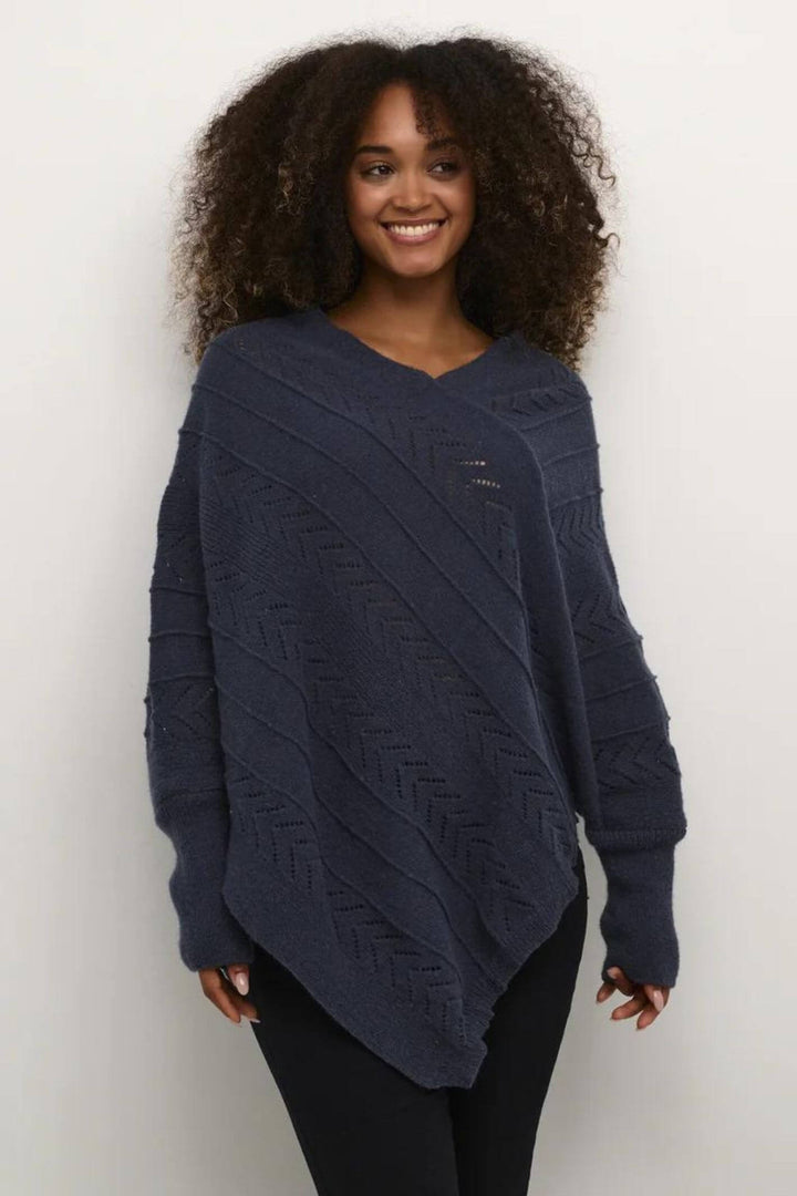 Cream Clothing CRHoliday Navy Knitted Poncho