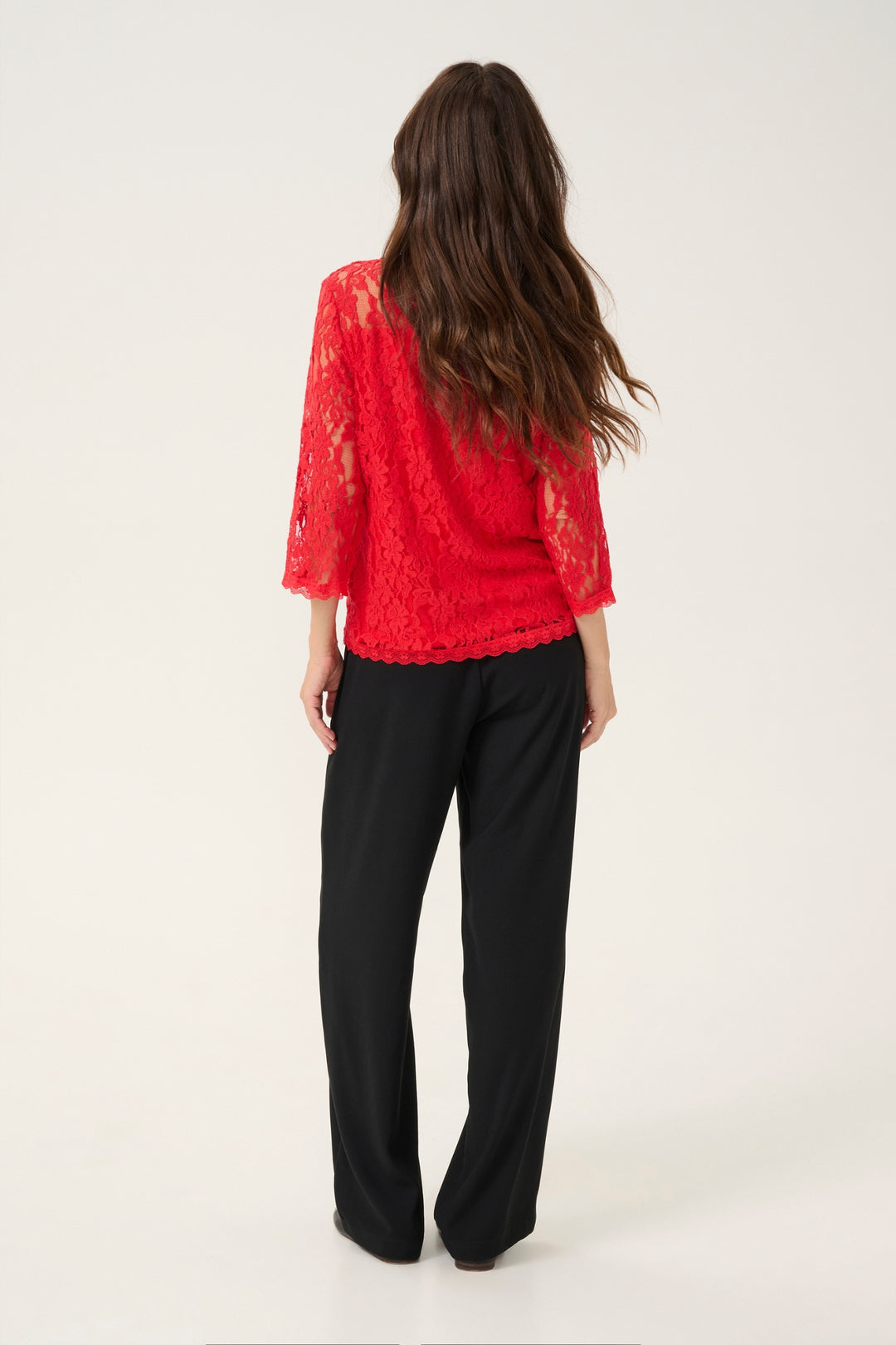 Cream Clothing CRKit Red Lace 3/4 Sleeve Top