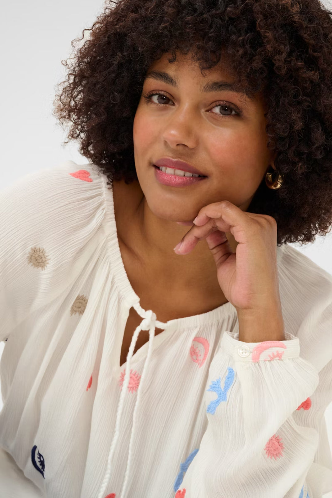 Cream Clothing CRRonja Marshmallow Embroidered Top