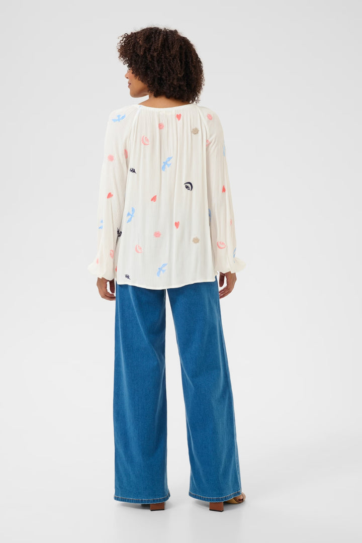 Cream Clothing CRRonja Marshmallow Embroidered Top