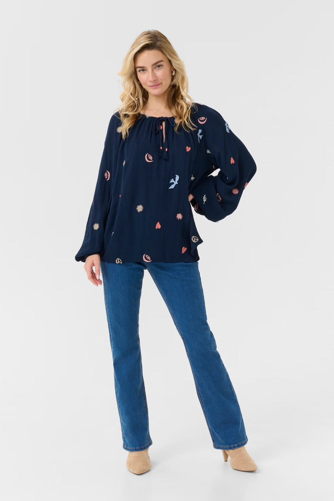 Cream Clothing CRRonja Navy Embroidered Top