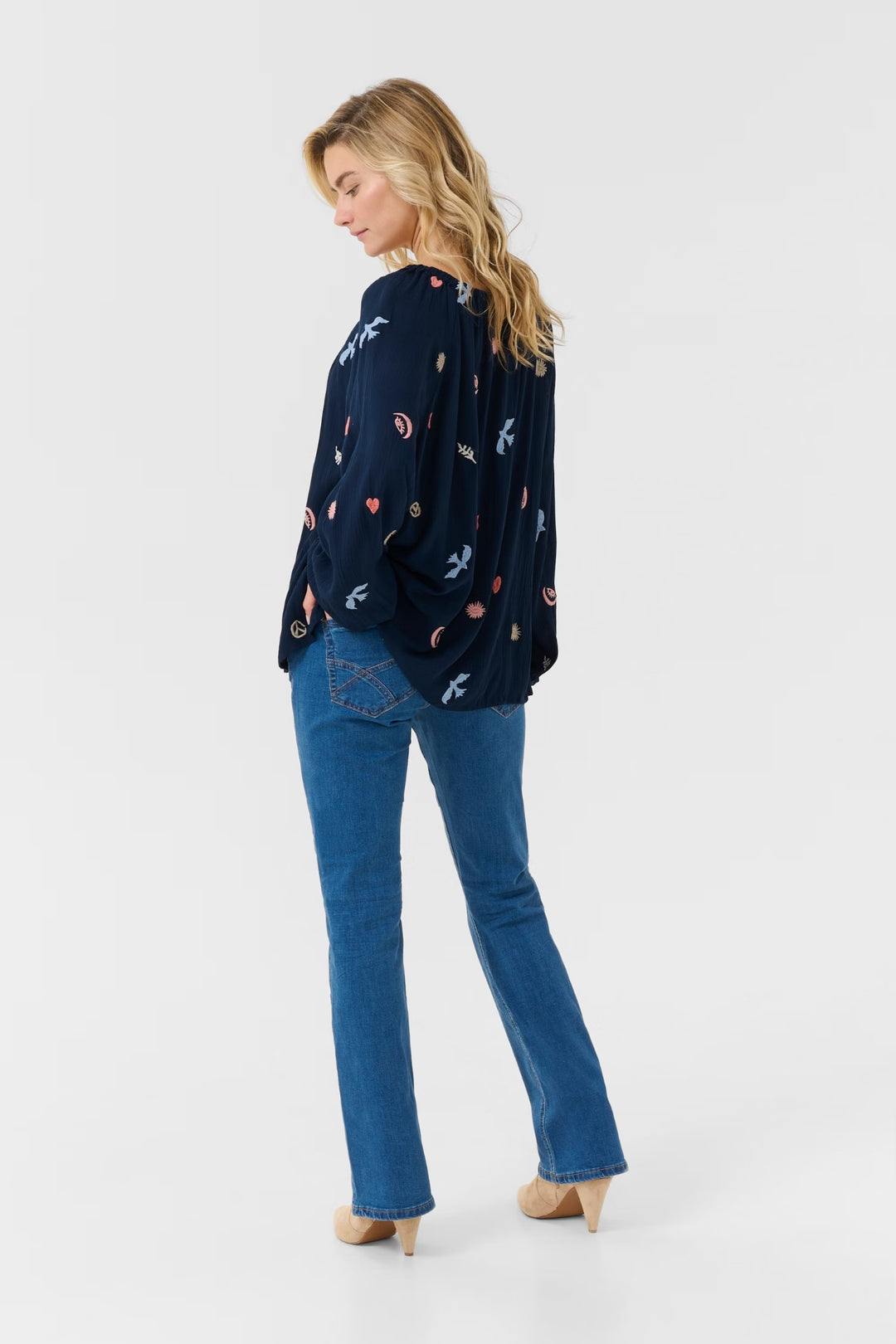 Cream Clothing CRRonja Navy Embroidered Top