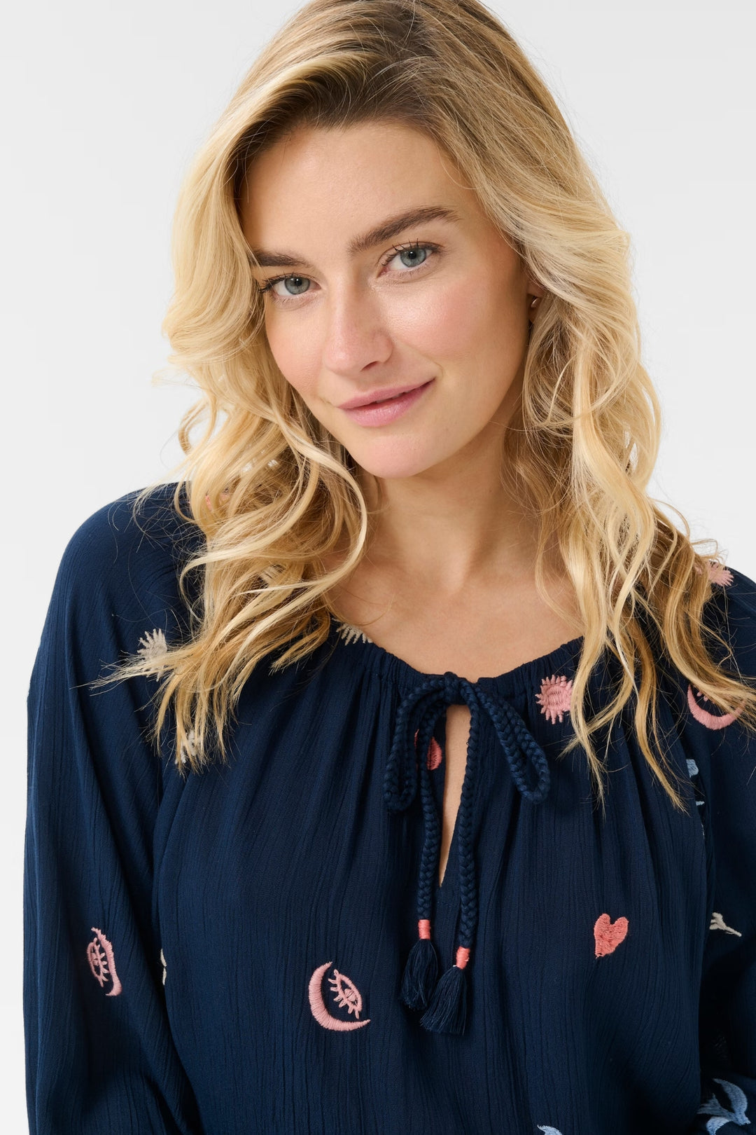 Cream Clothing CRRonja Navy Embroidered Top