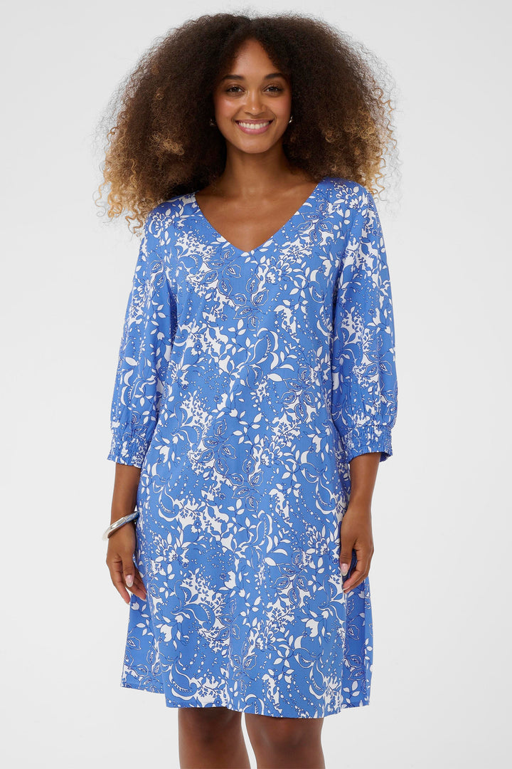 Cream Clothing CRTiah Blue Toile Short Dress 10614977 109077