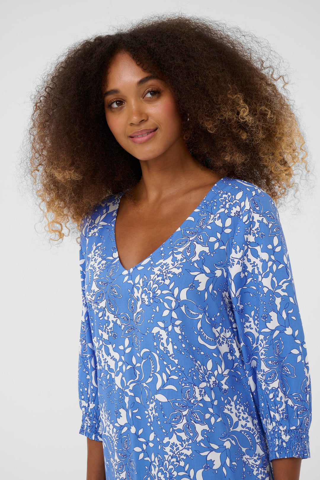 Cream Clothing CRTiah Blue Toile Short Dress 10614977 109077