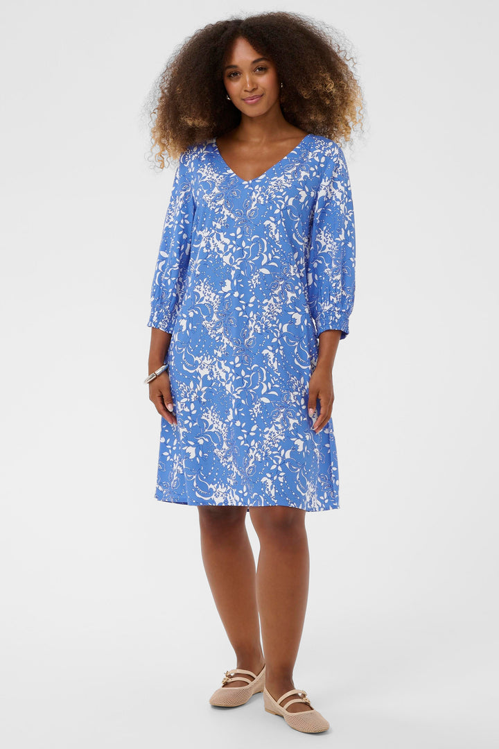 Cream Clothing CRTiah Blue Toile Short Dress 10614977 109077