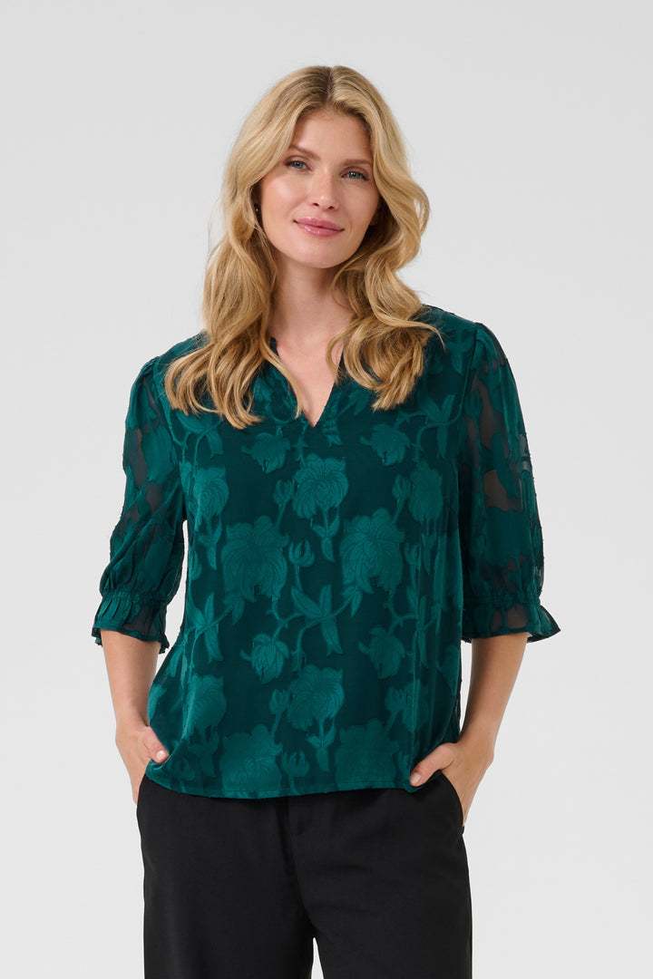 Cream Clothing CRYana Pine Burn Out Blouse