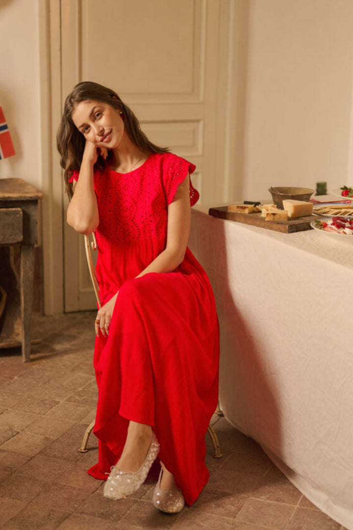 Cream Clothing CRZita Red Broidery Anglaise Dress