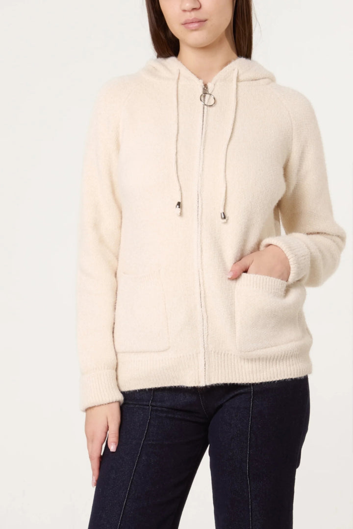 Cream Super Cosy Zip Cardi Hoodie