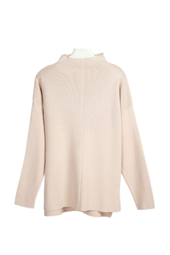 Beige Super Soft Fine Rib Knit Loose Fit Jumper