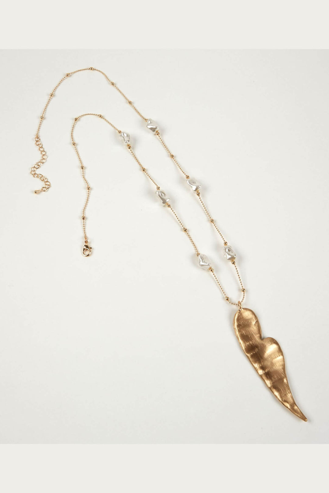 Dante NL48390 Gold Pearl & Leaf Drop Necklace
