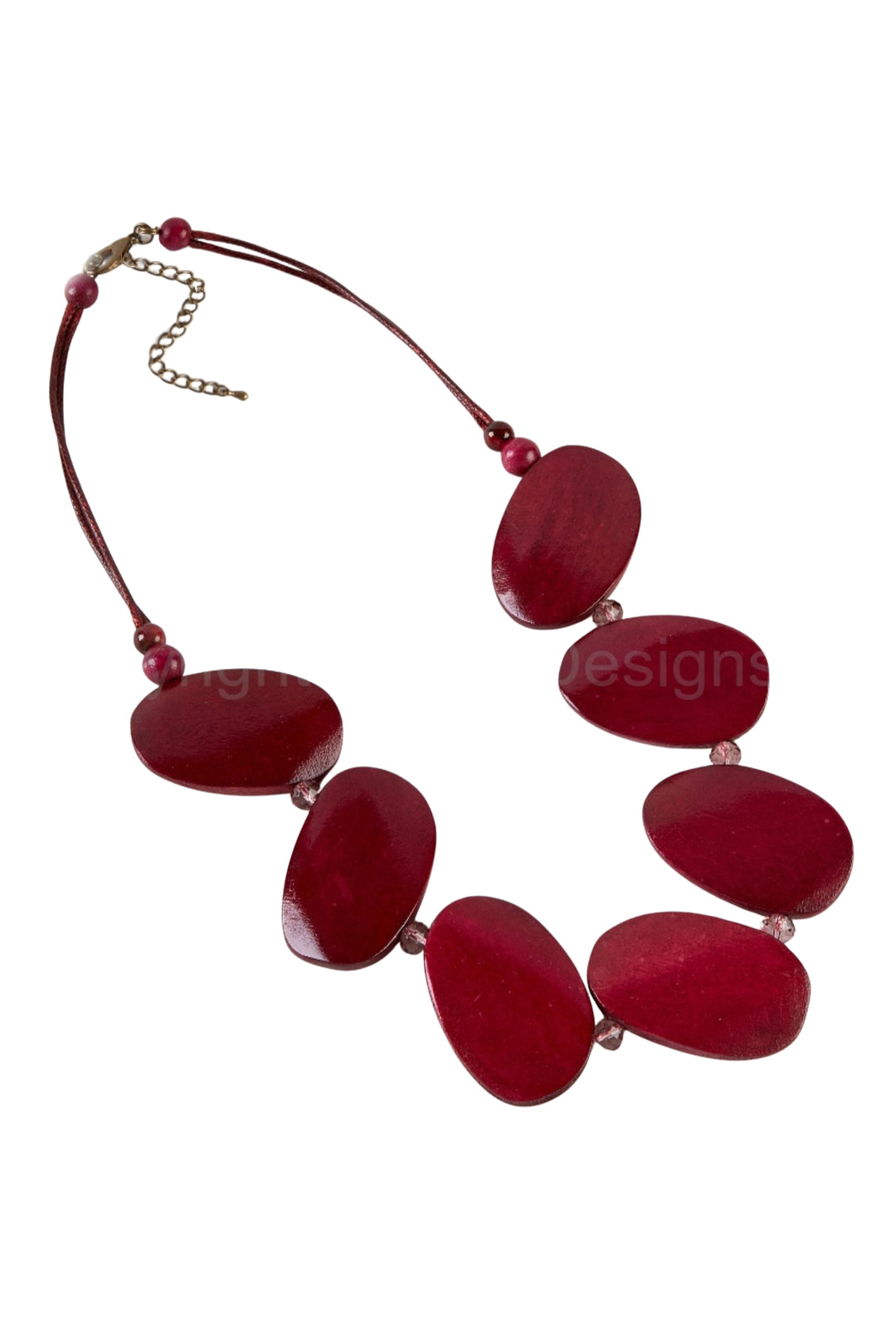 Dante NL70596 Burgundy Wooden Disc Necklace