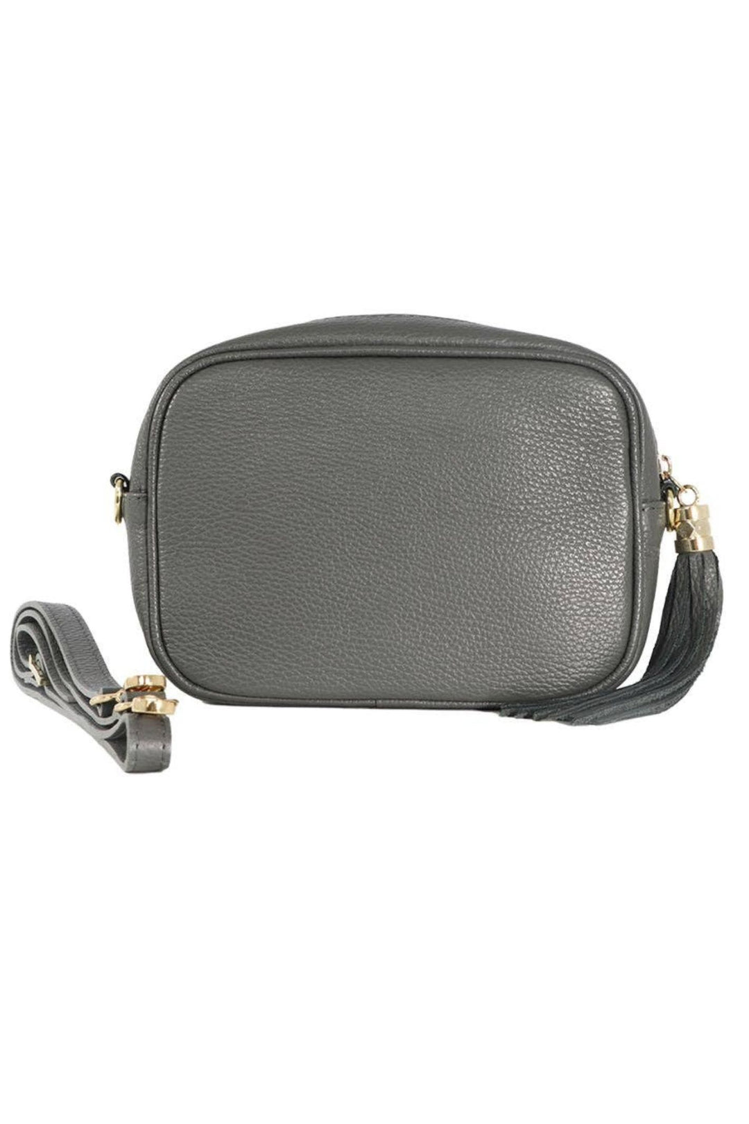 Dark Grey Leather Crossbody Camera Bag