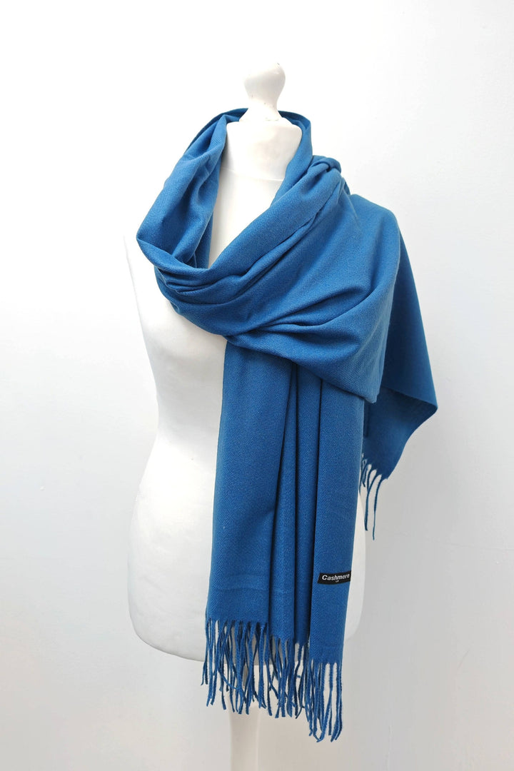 Denim Blue Soft Cashmere Scarf Shawl Wrap