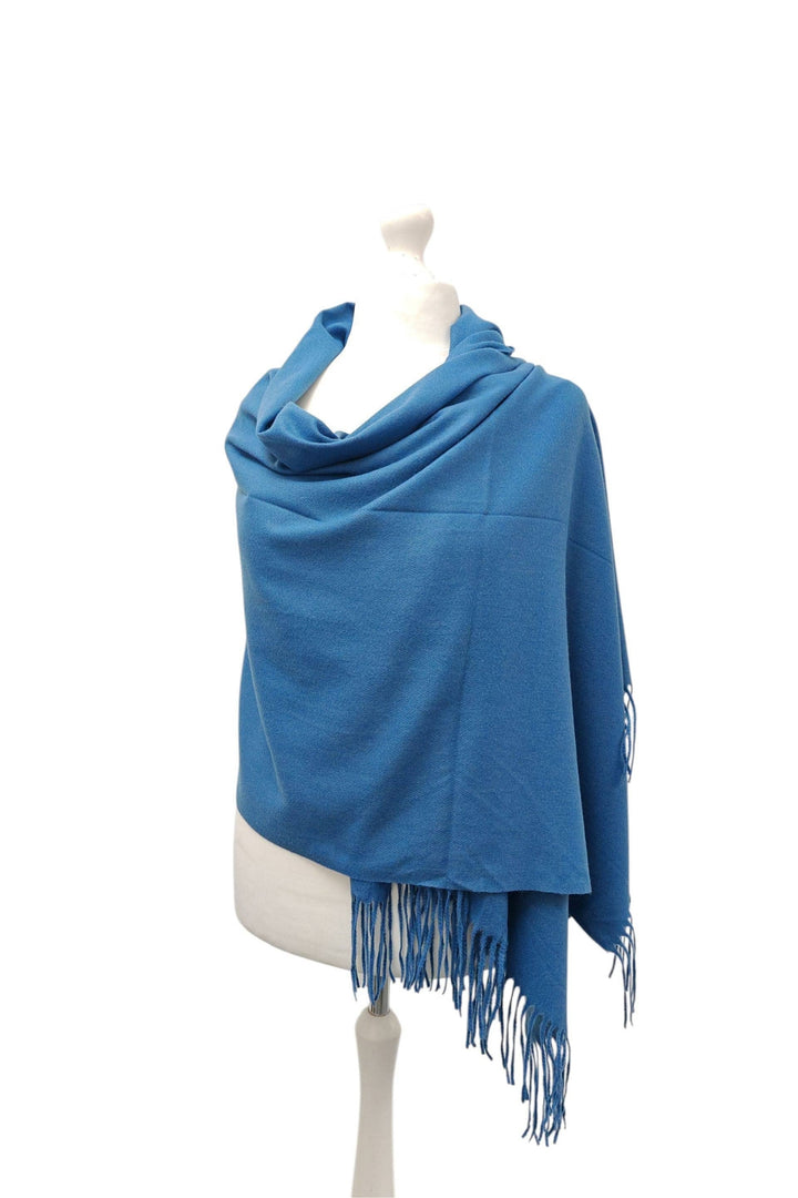 Denim Blue Soft Cashmere Scarf Shawl Wrap