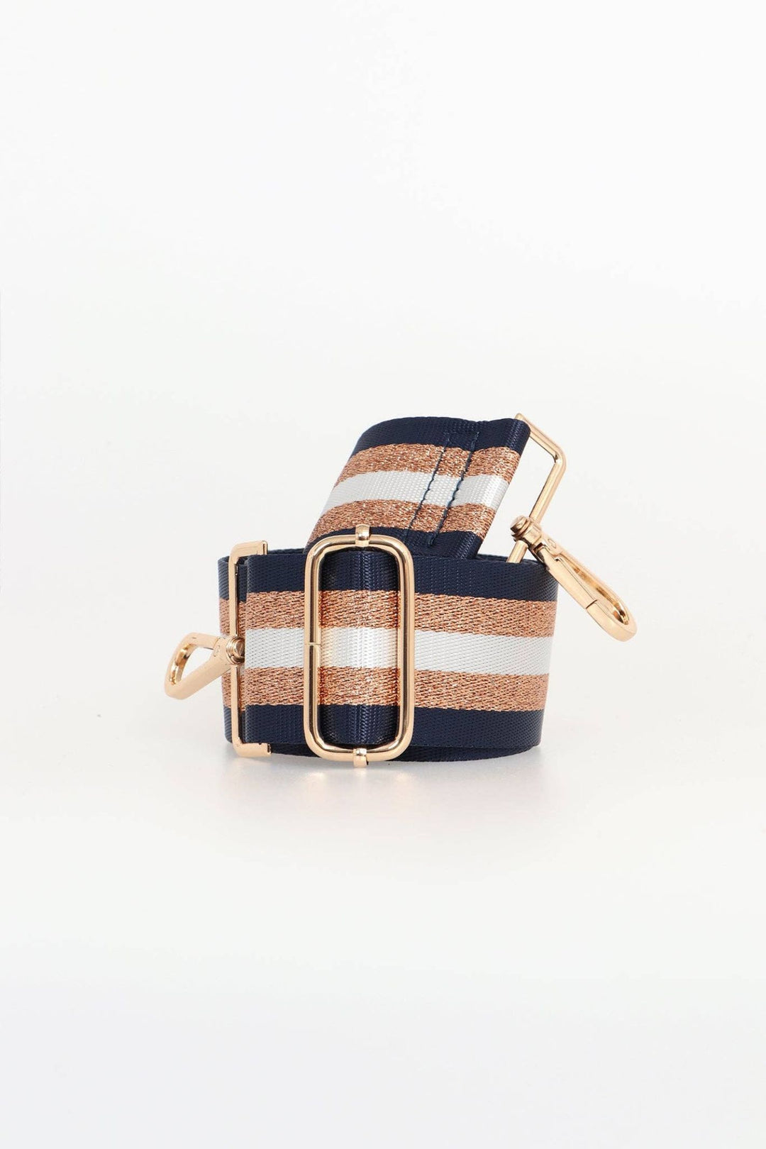 Denim Blue & Gold Glitter Stripe Bag Strap