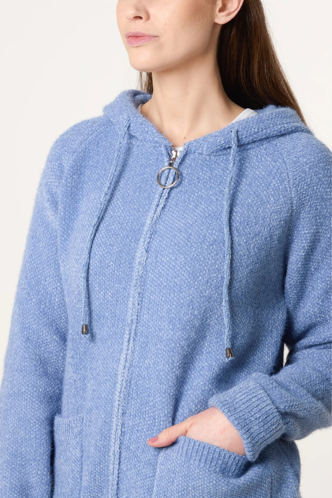 Denim Blue Super Cosy Zip Cardi Hoodie