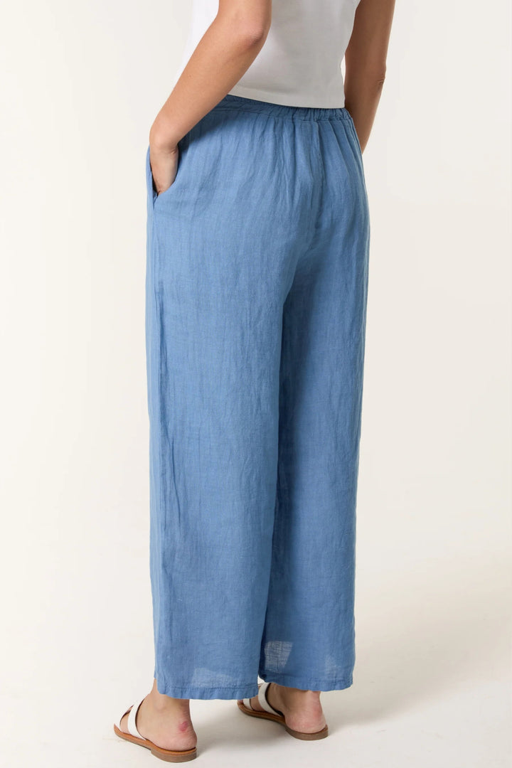 Denim Blue Wide Leg Pure Pull-On Trousers