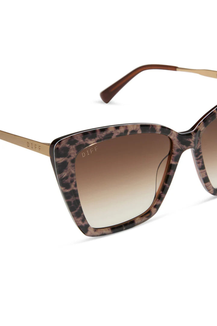 Diff Becky II Leopard Print Scratch Resistant Sunglasses