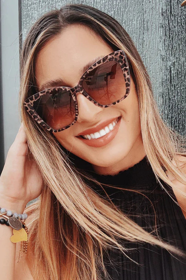 Diff Becky II Leopard Print Scratch Resistant Sunglasses