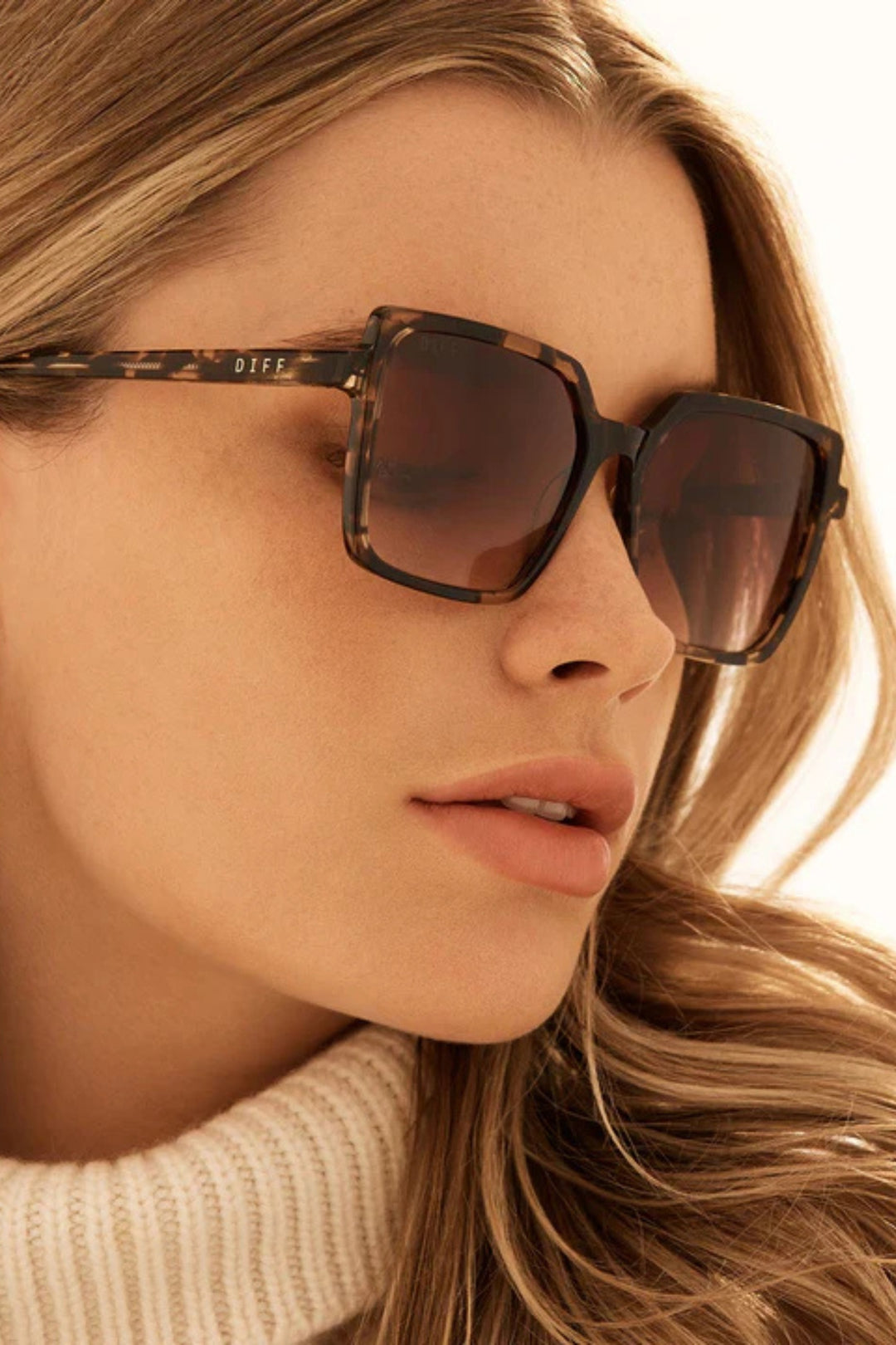 Diff Esme Espresso Square Scratch Resistant Sunglasses