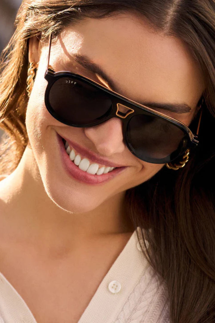 Diff Tosca III Aviator Black Polarized Sunglasses