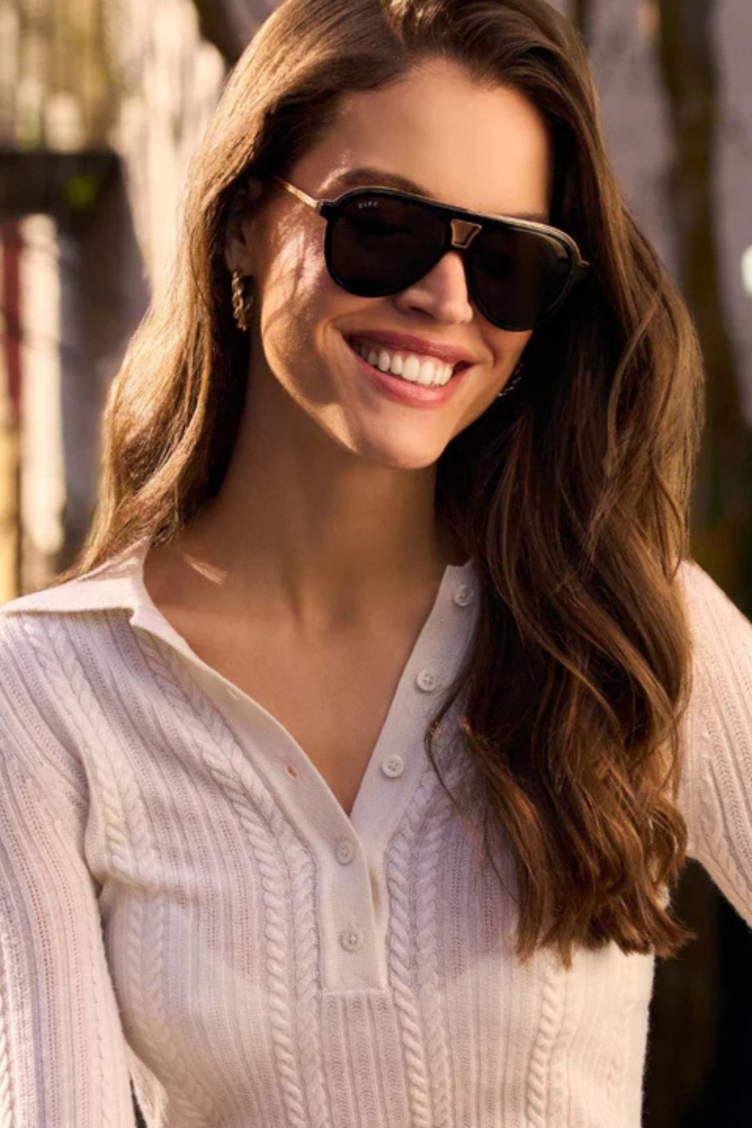Diff Tosca III Aviator Black Polarized Sunglasses