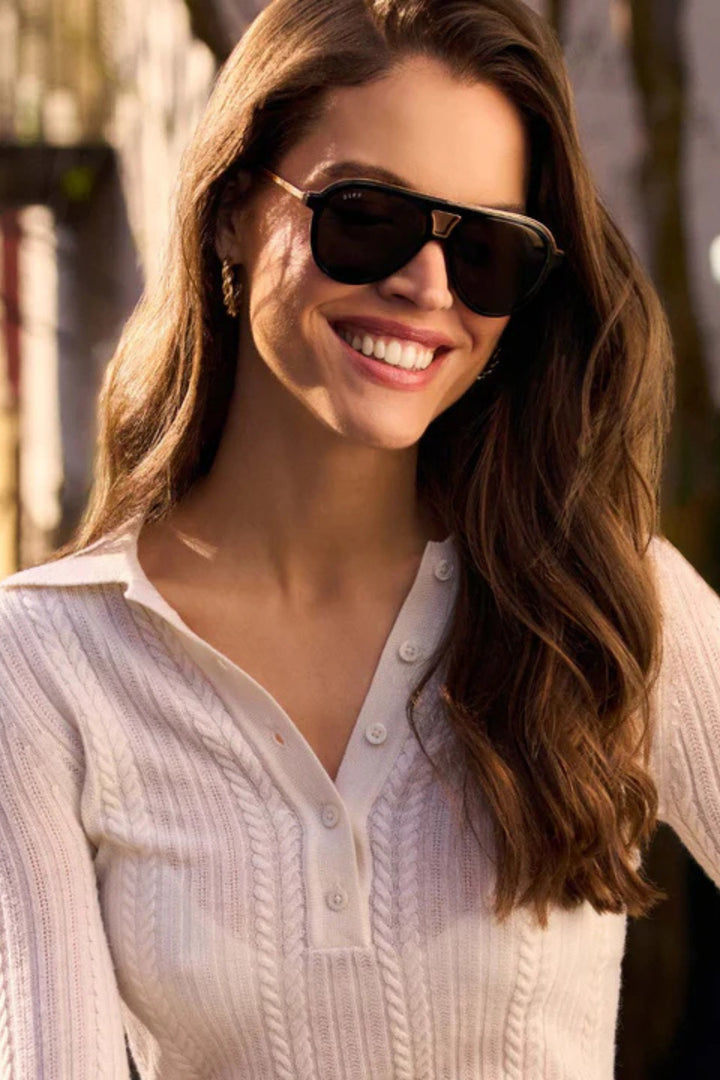 Diff Tosca III Aviator Black Polarized Sunglasses