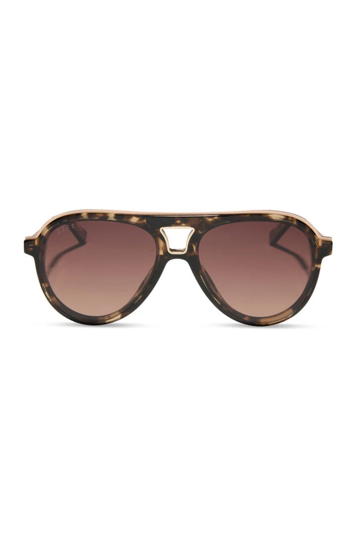 Diff Tosca III Aviator Brown Tortoise Polarized Sunglasses