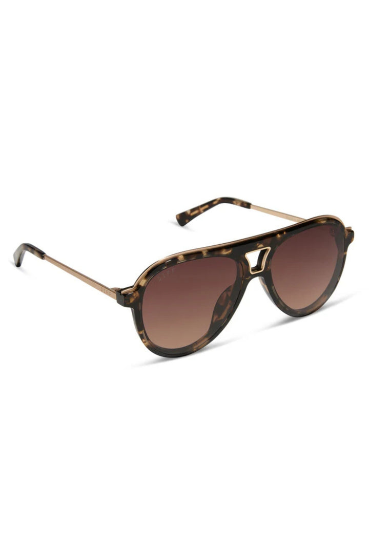 Diff Tosca III Aviator Brown Tortoise Polarized Sunglasses