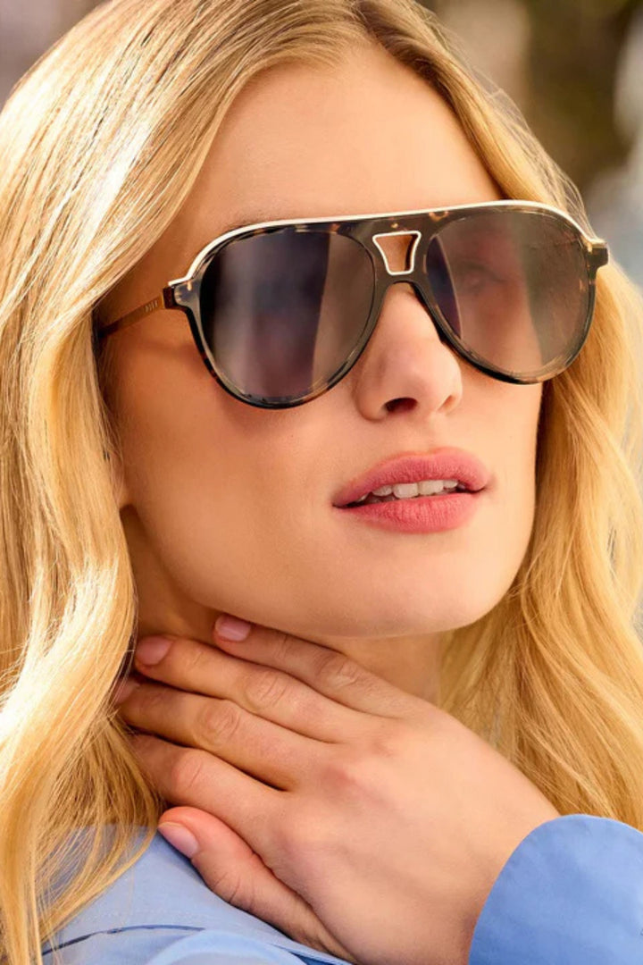 Diff Tosca III Aviator Brown Tortoise Polarized Sunglasses