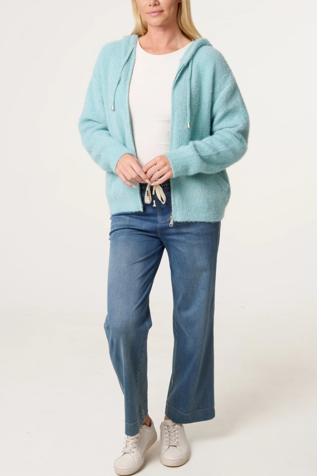 Duck Egg Blue Super Cosy Zip Cardi Hoodie