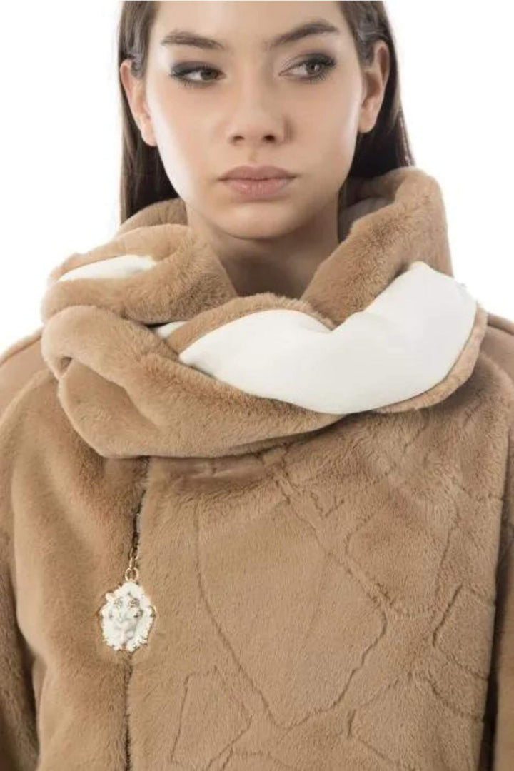 Elisa Cavaletti EJW238021705 07031 Camel Faux Fur Jacket - Experience Boutique