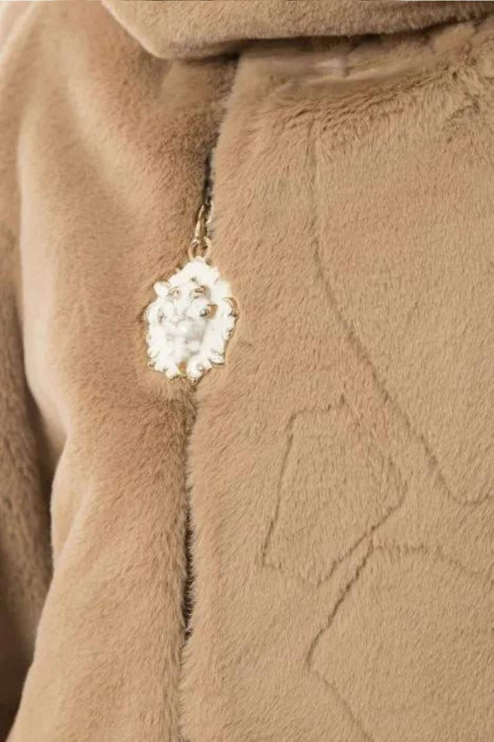 Elisa Cavaletti EJW238021705 07031 Camel Faux Fur Jacket - Experience Boutique