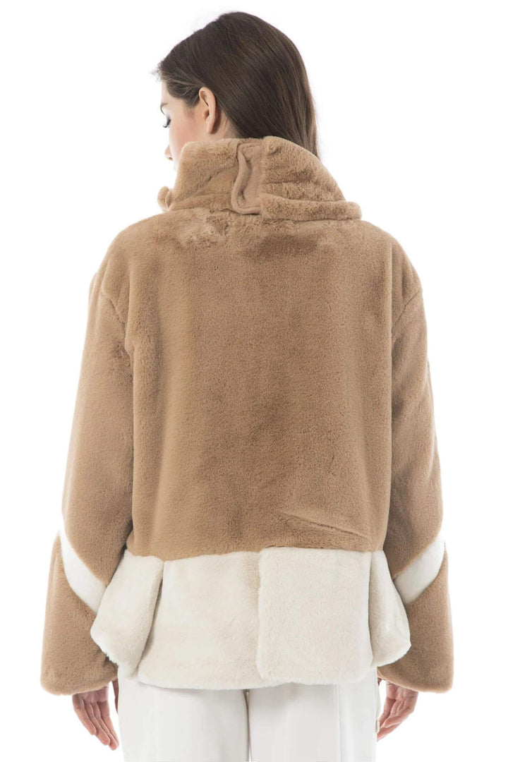 Elisa Cavaletti EJW238021705 07031 Camel Faux Fur Jacket - Experience Boutique