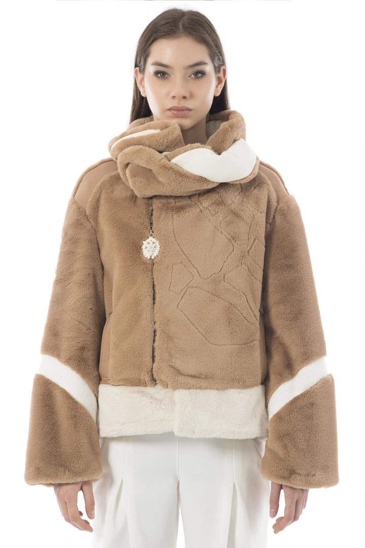 Elisa Cavaletti EJW238021705 07031 Camel Faux Fur Jacket - Experience Boutique