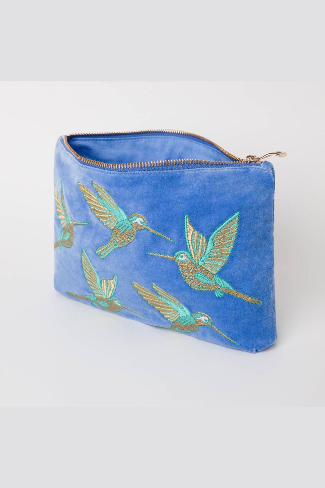 Elizabeth Scarlett Blue Hummingbird Everyday Velvet Pouch