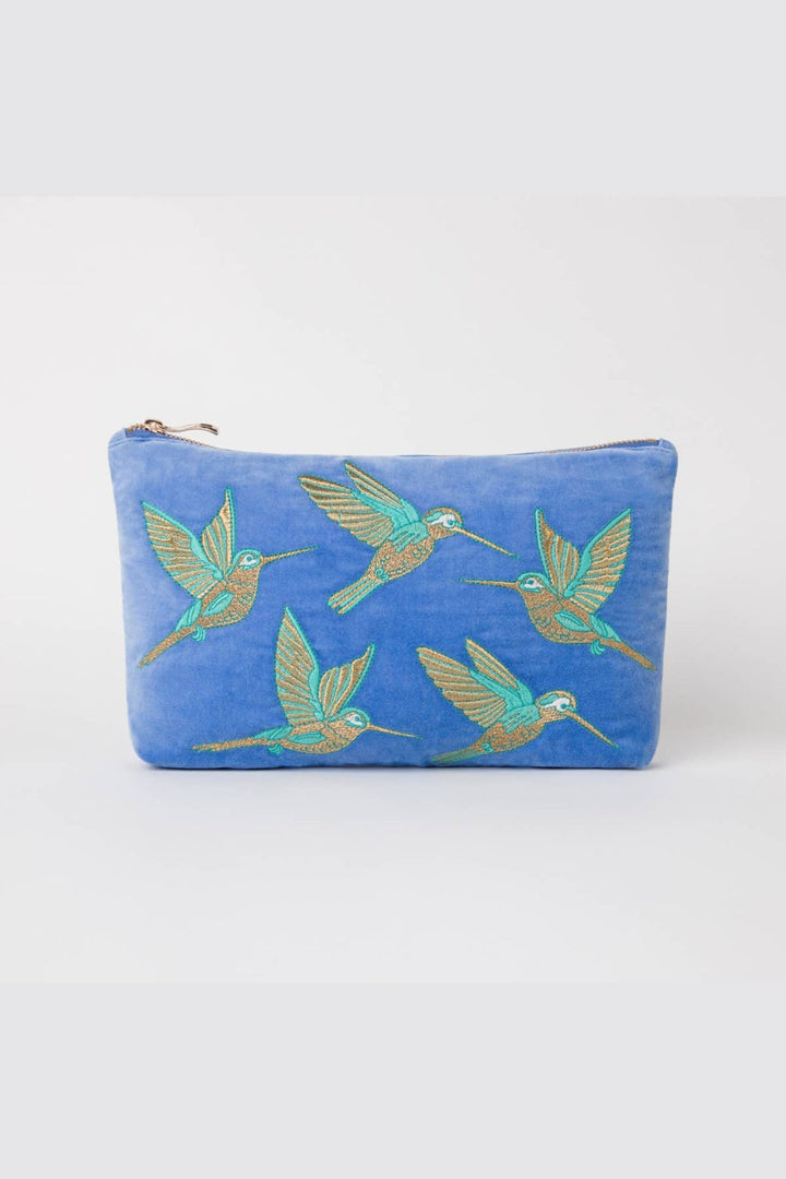 Elizabeth Scarlett Blue Hummingbird Everyday Velvet Pouch