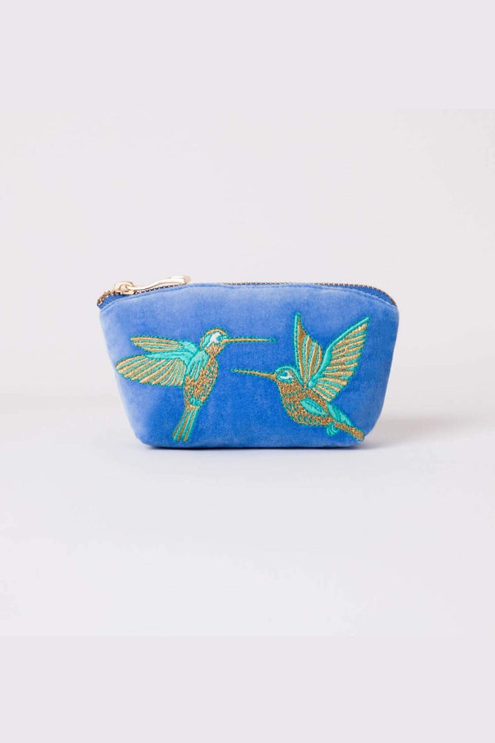 Elizabeth Scarlett Blue Hummingbird Velvet Coin Purse