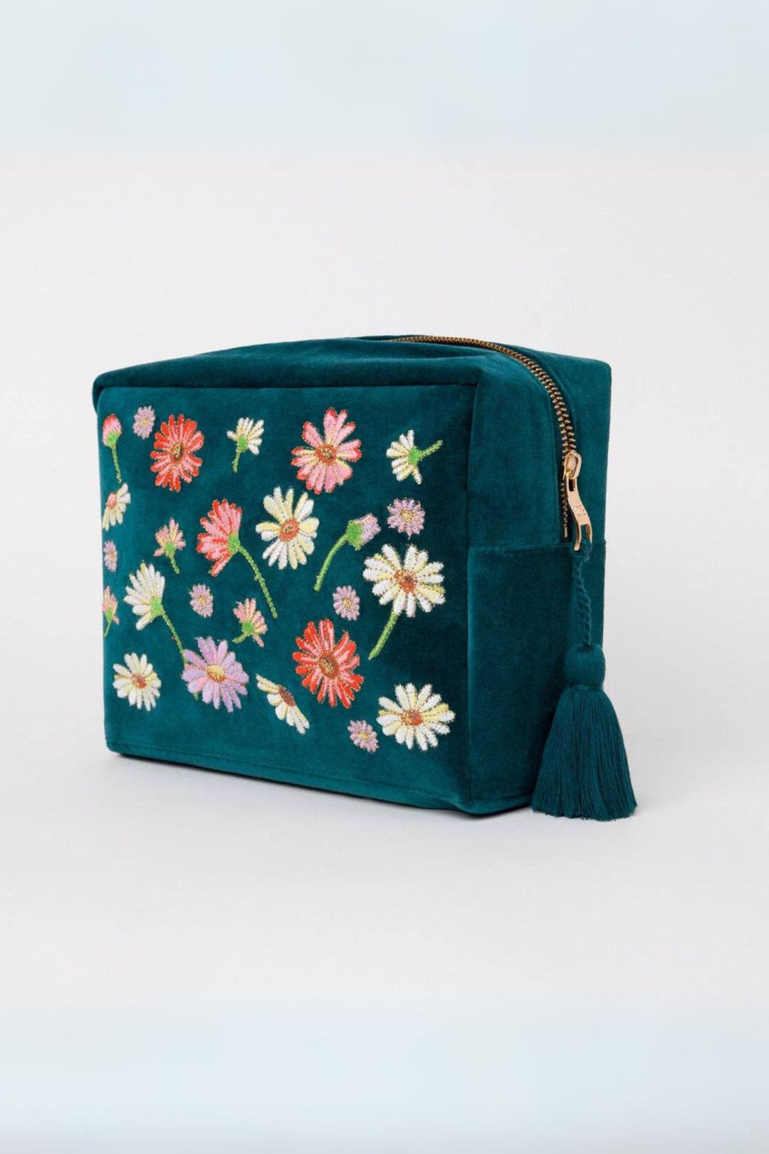 Elizabeth Scarlett Blue Wildflower Velvet Wash Bag