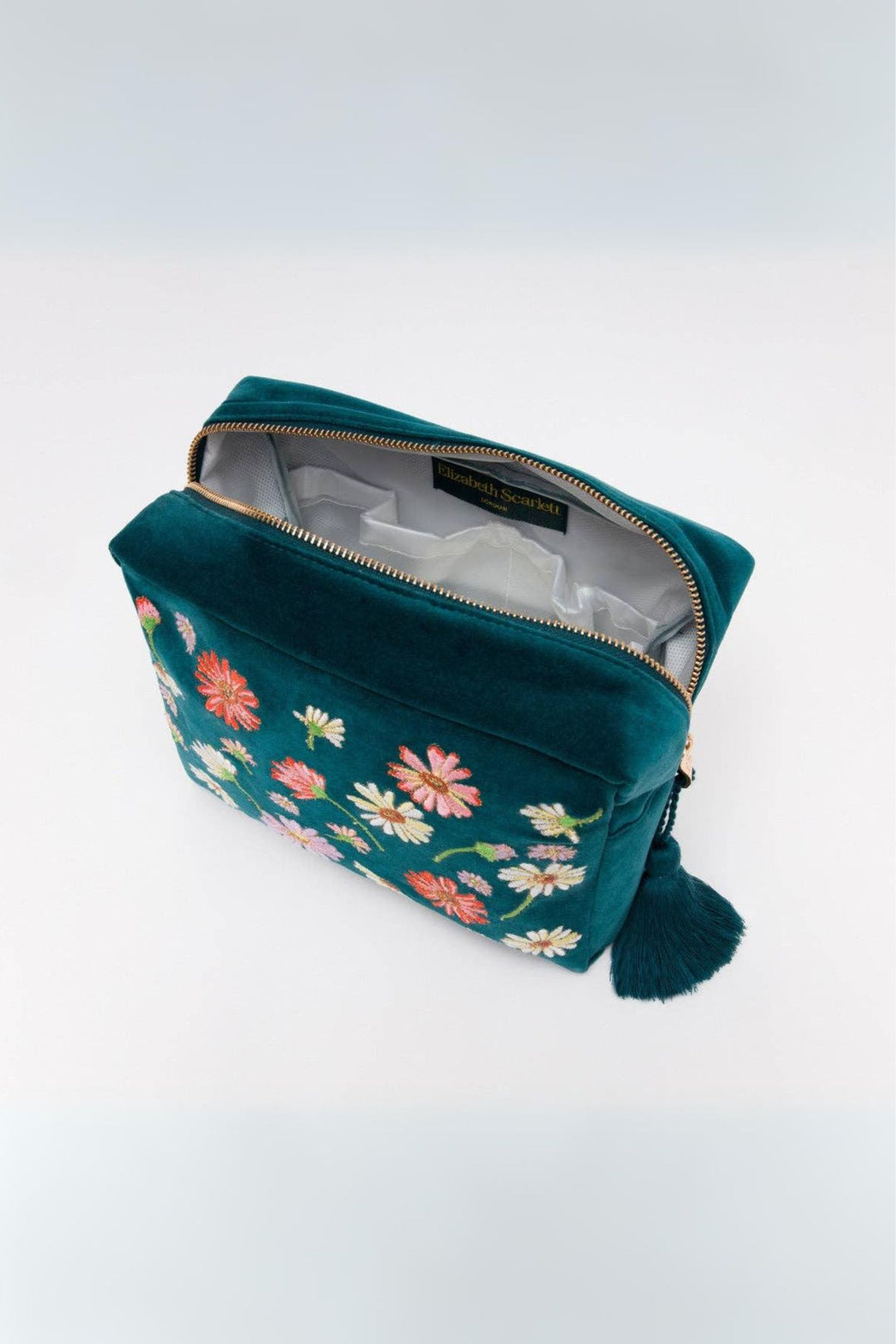 Elizabeth Scarlett Blue Wildflower Velvet Wash Bag