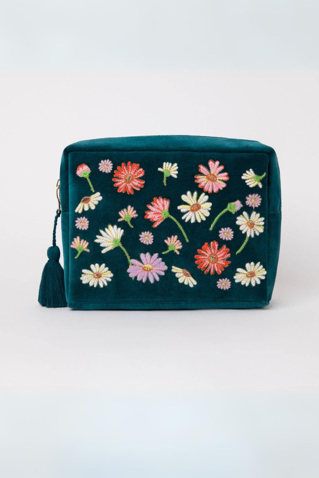 Elizabeth Scarlett Blue Wildflower Velvet Wash Bag