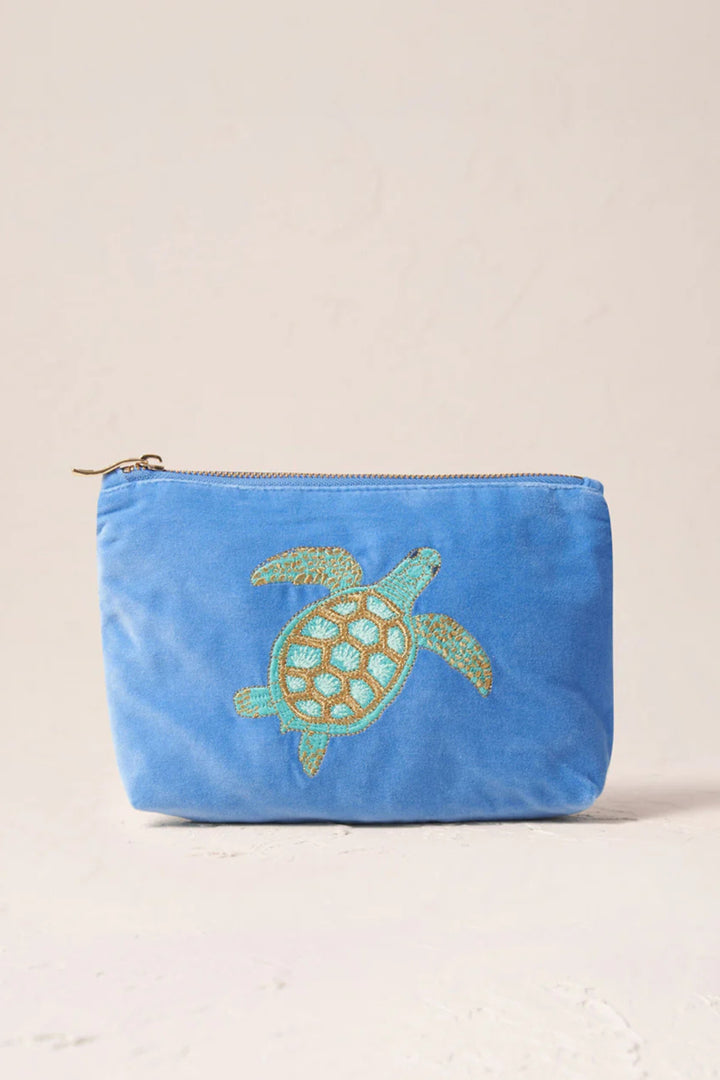 Elizabeth Scarlett Caribbean Blue Turtle Conservation Mini Velvet Pouch