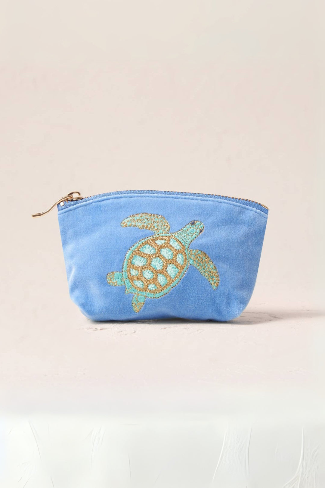 Elizabeth Scarlett Caribbean Blue Velvet Turtle Conservation Coin Purse