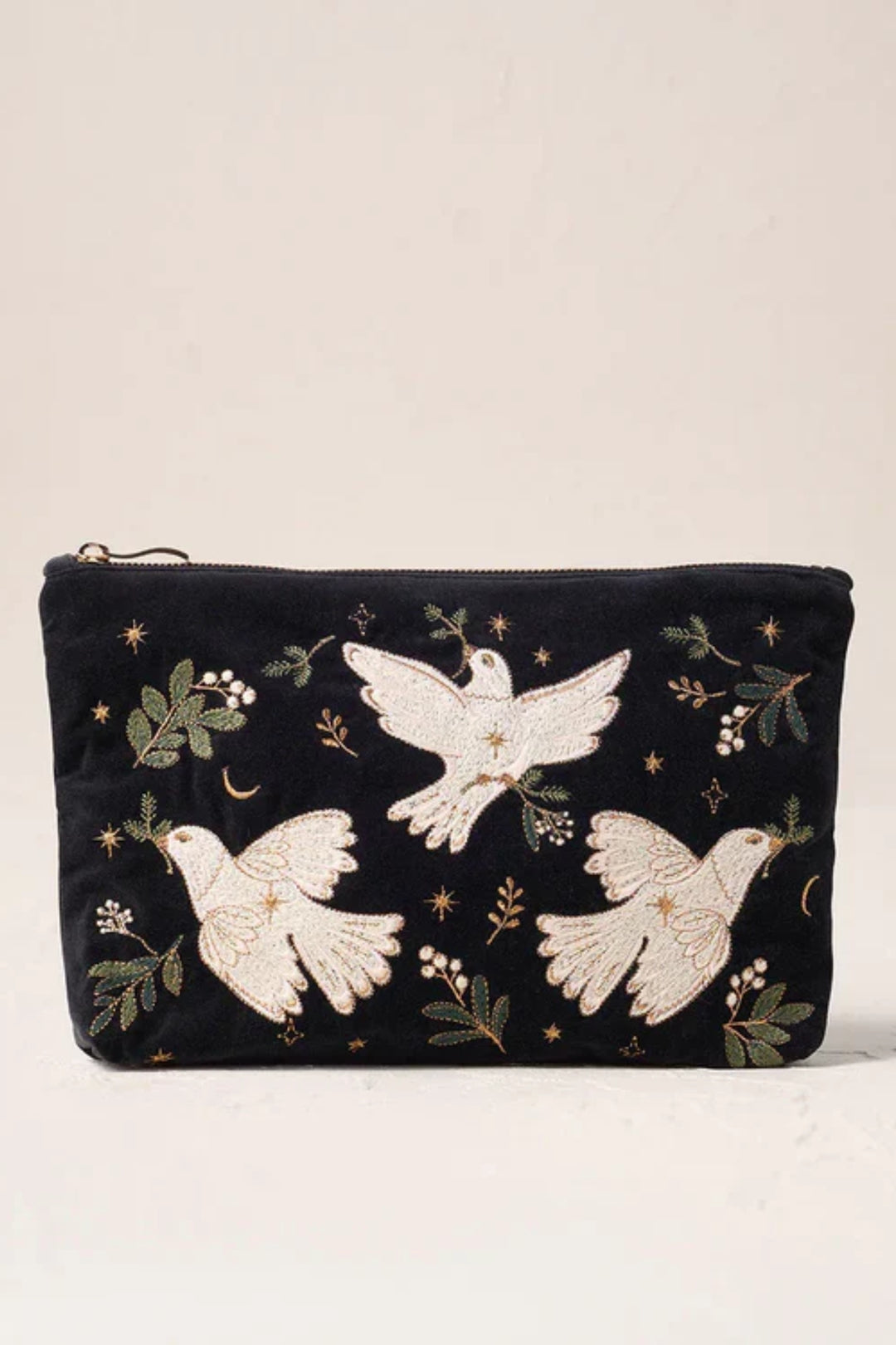 Elizabeth Scarlett Charcoal Doves of Peace Everyday Pouch