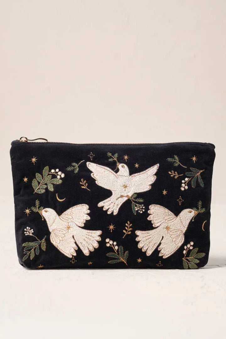 Elizabeth Scarlett Charcoal Doves of Peace Everyday Pouch