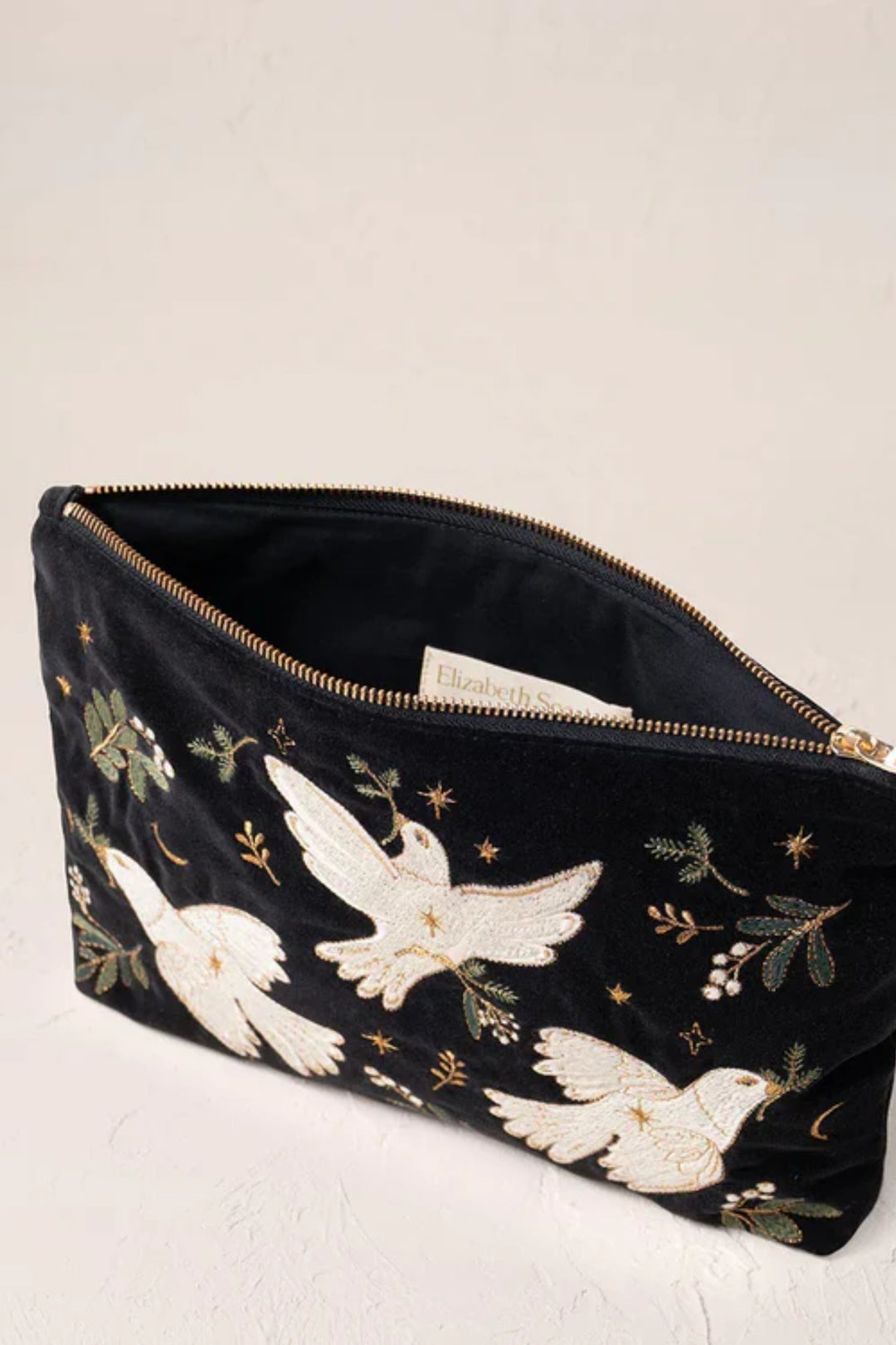 Elizabeth Scarlett Charcoal Doves of Peace Everyday Pouch