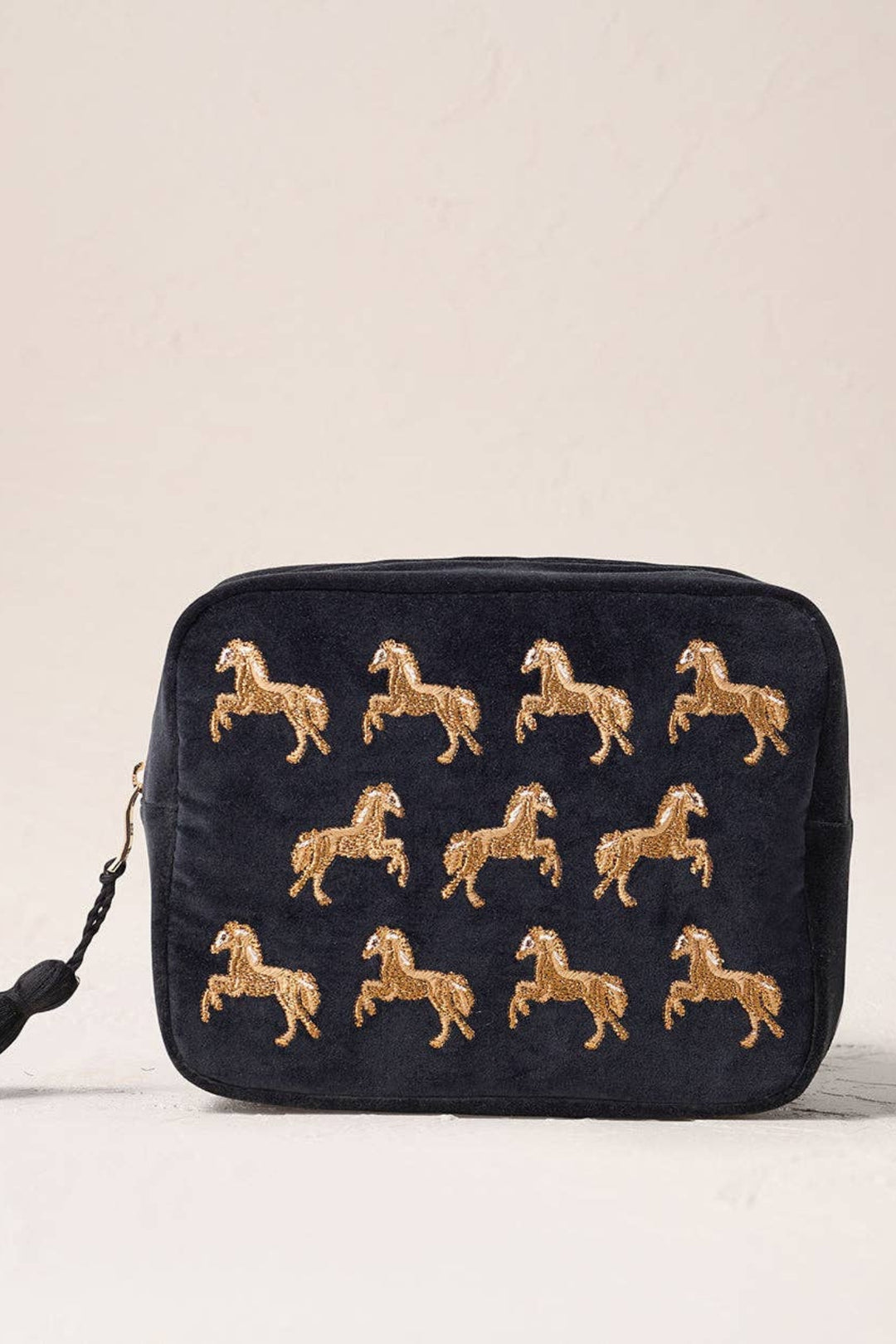 Elizabeth Scarlett Charcoal Wild Horses Wash Bag
