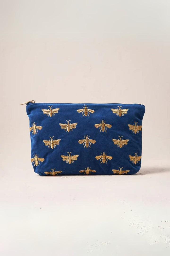 Elizabeth Scarlett Cobalt Honey Bee Everyday Velvet Pouch
