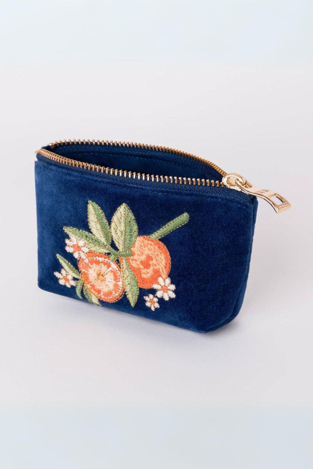 Elizabeth Scarlett Cobalt Orange Blossom Velvet Coin Purse